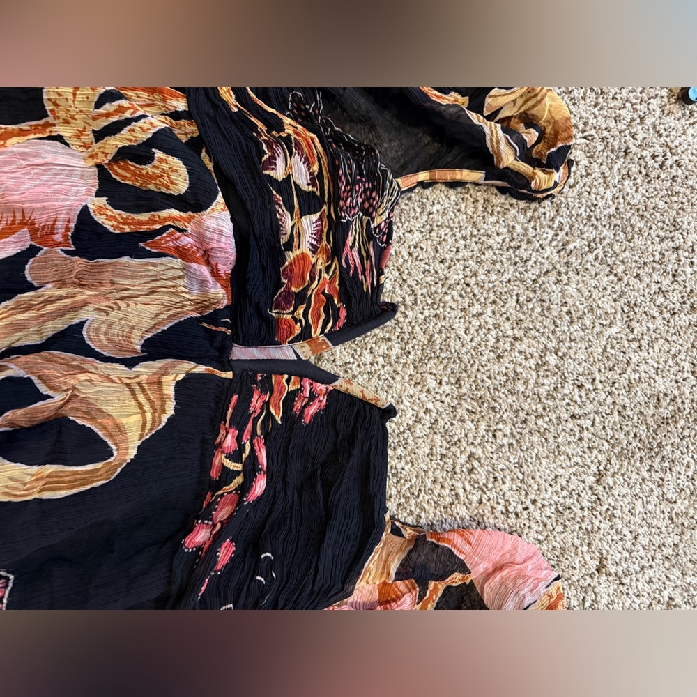 Let Me Be by Anthropologie Floral Black and Pink Dress size Large - Picture 5 of 6